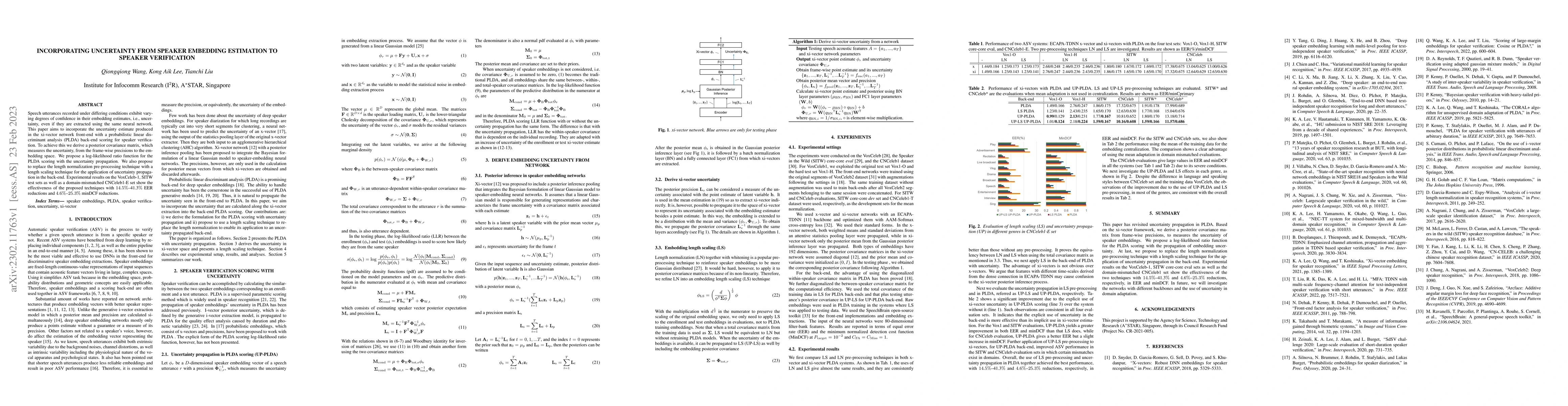 Thumbnail for Incorporating Uncertainty from Speaker Embedding Estimation to Speaker
  Verification