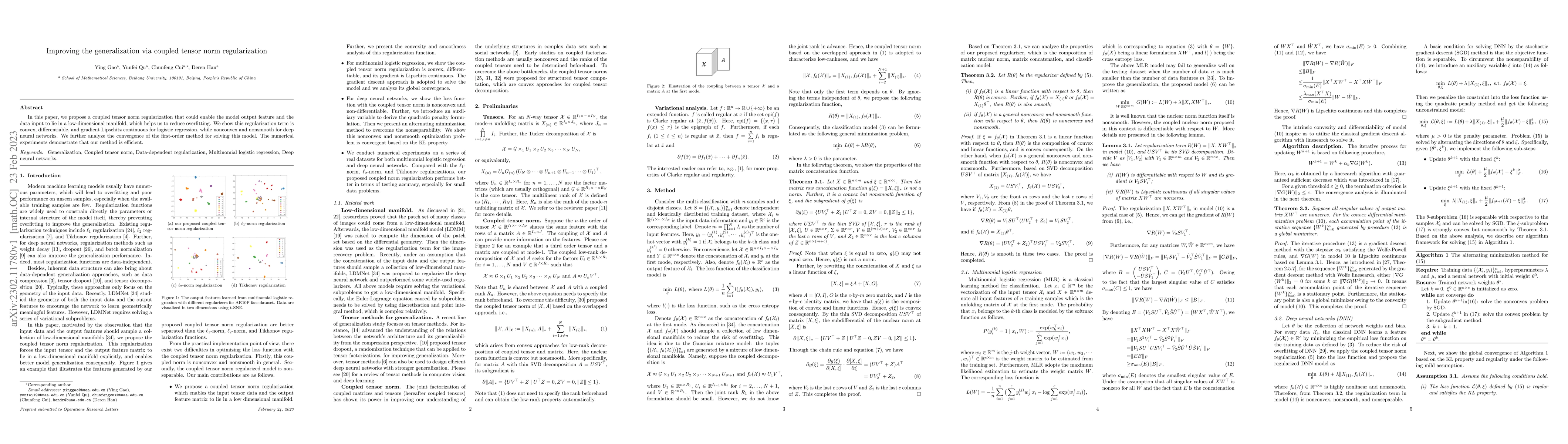 Thumbnail for Improving the generalization via coupled tensor norm regularization