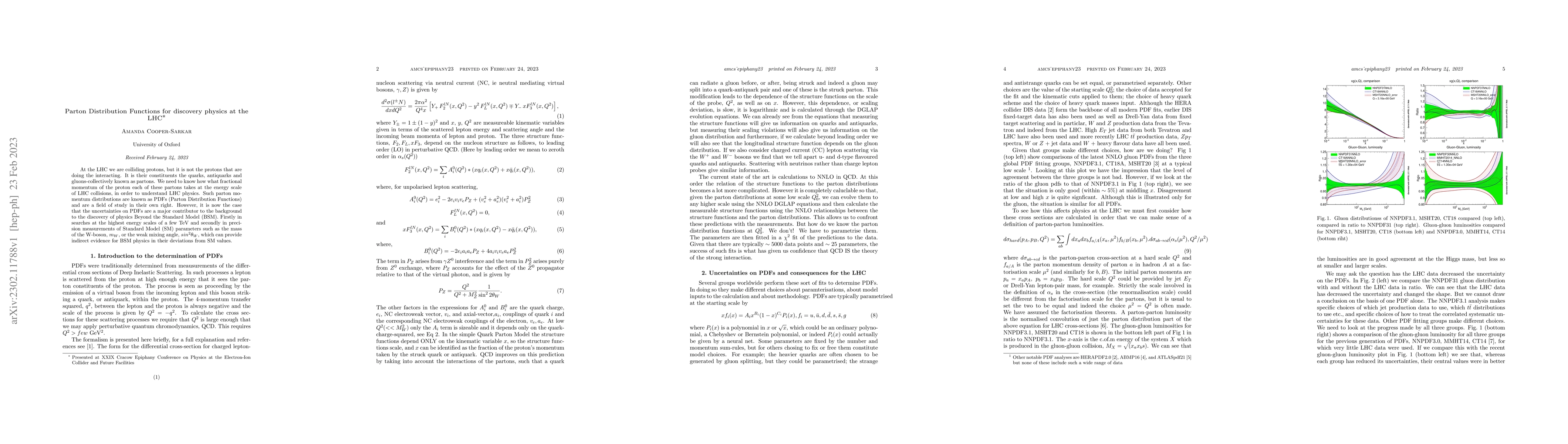 Thumbnail for Parton Distribution Functions for discovery physics at the LHC