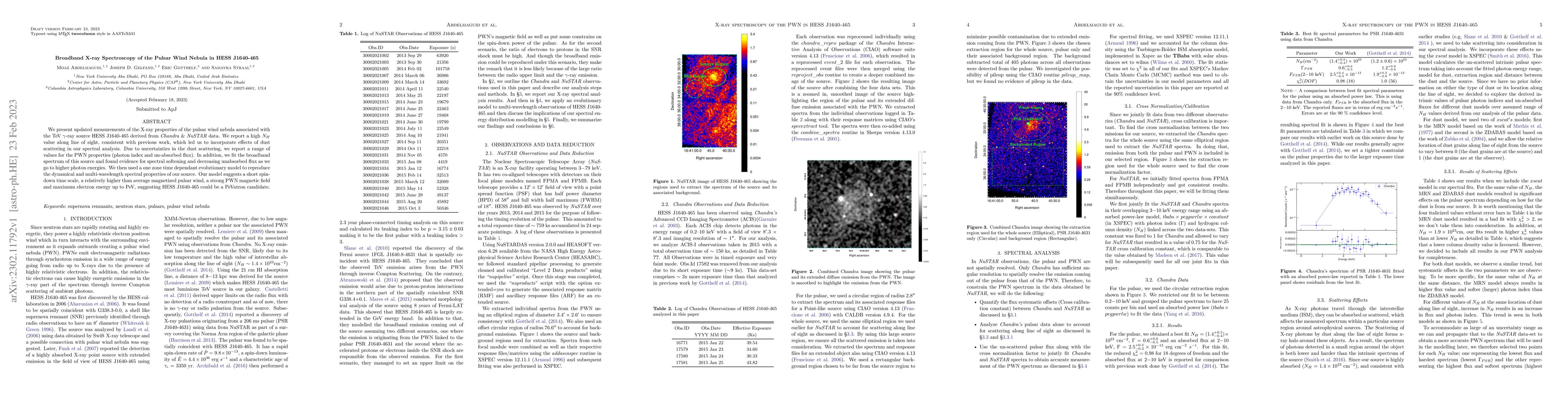 Thumbnail for Broadband X-ray Spectroscopy of the Pulsar Wind Nebula in HESS J1640-465