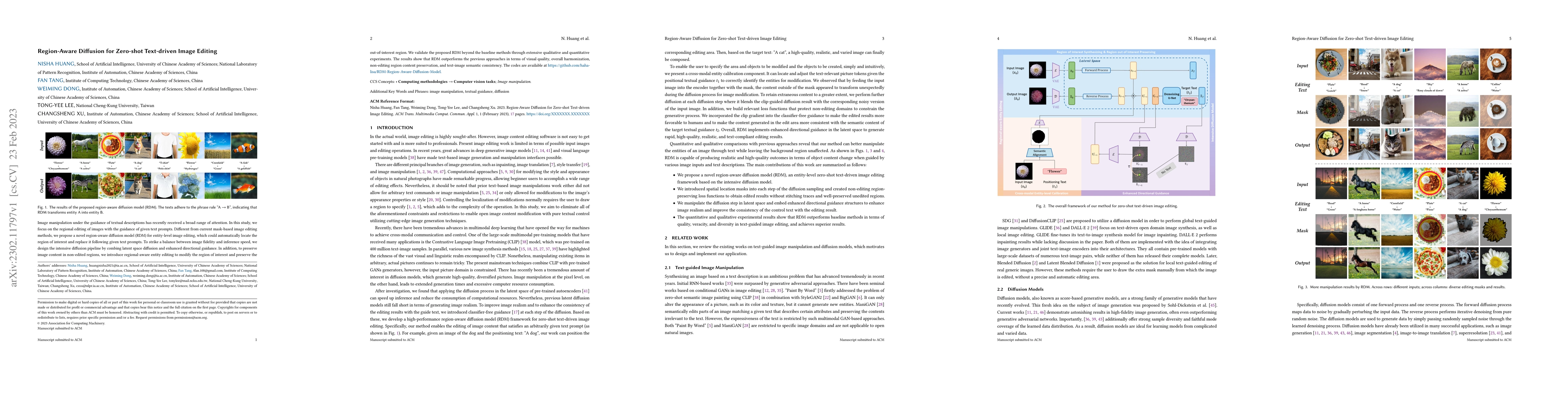 Thumbnail for Region-Aware Diffusion for Zero-shot Text-driven Image Editing