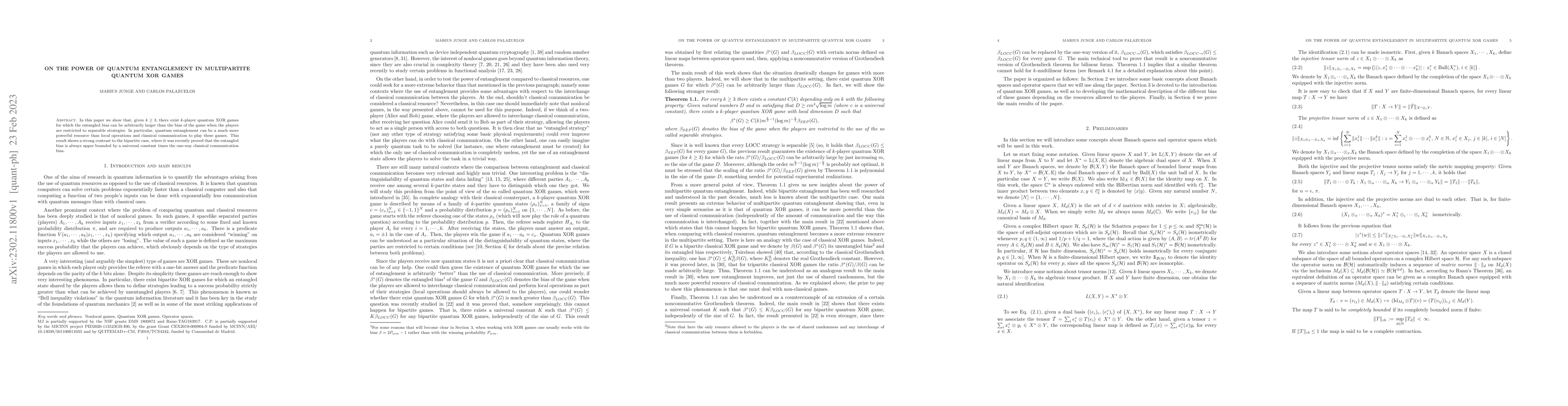 Thumbnail for On the power of quantum entanglement in multipartite quantum XOR games