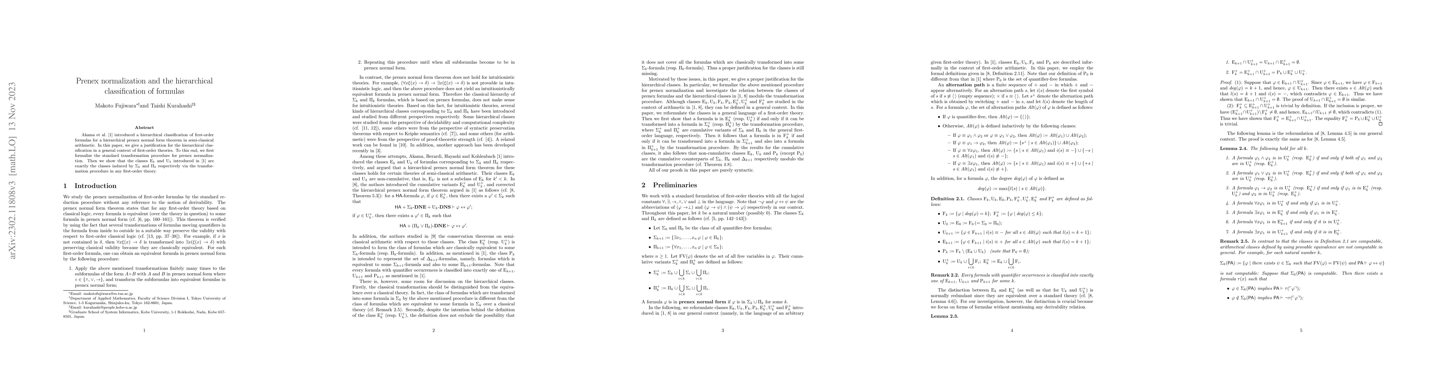 Thumbnail for Prenex normalization and the hierarchical classification of formulas