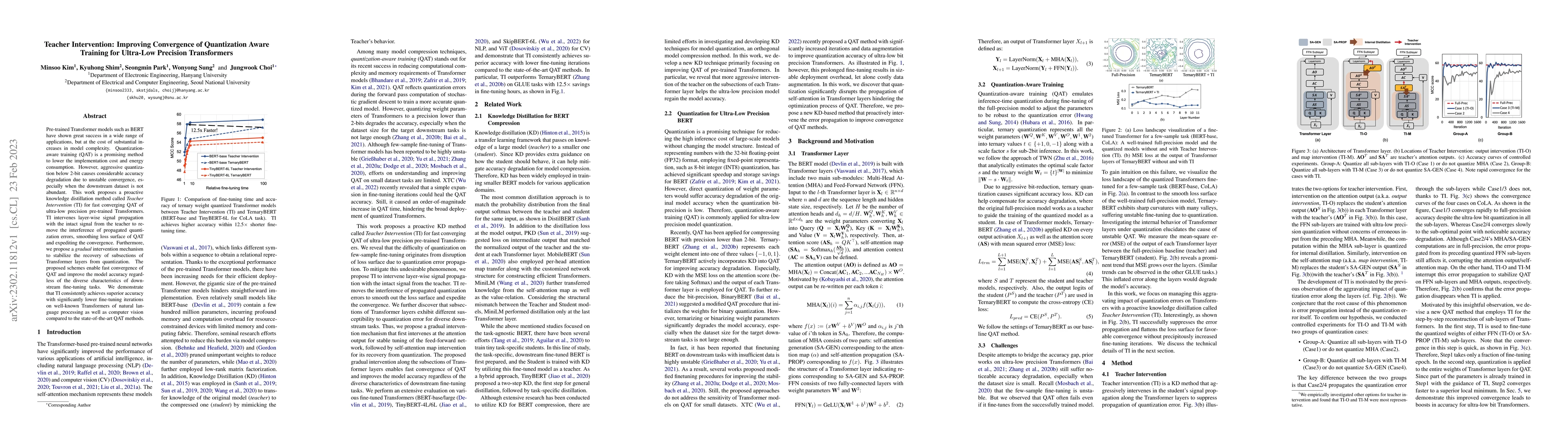 Thumbnail for Teacher Intervention: Improving Convergence of Quantization Aware
  Training for Ultra-Low Precision Transformers
