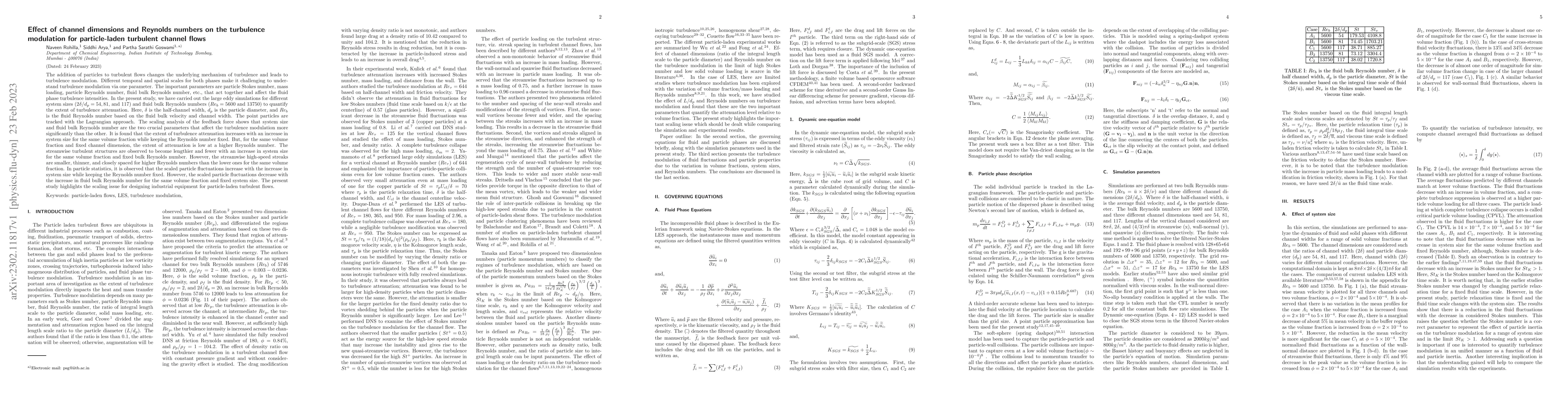 Thumbnail for Effect of channel dimensions and Reynolds numbers on the turbulence
  modulation for particle-laden turbulent channel flows