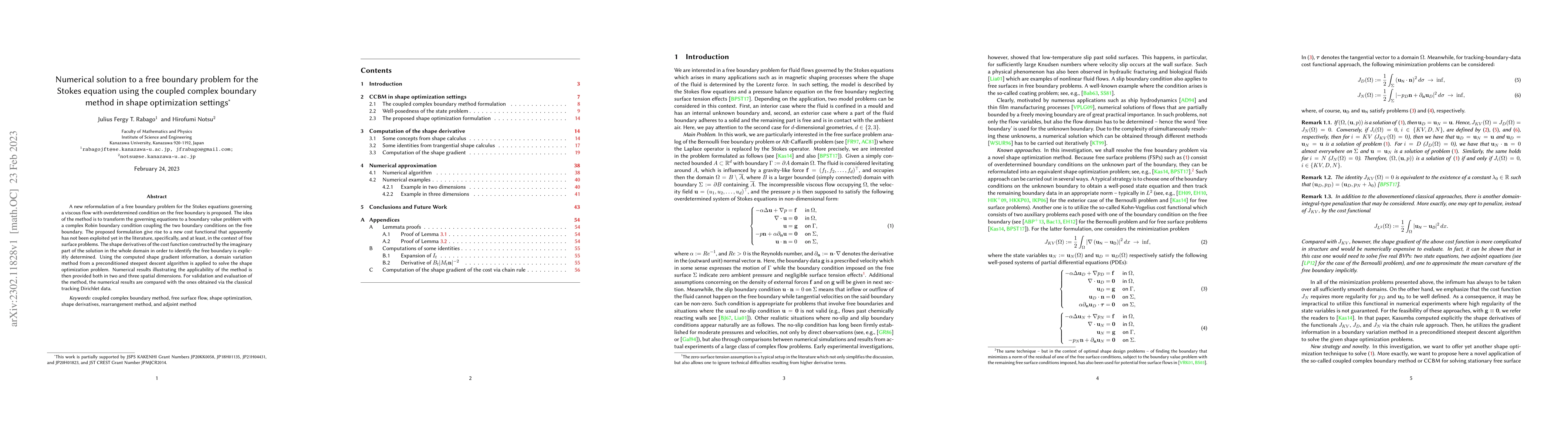 Thumbnail for Numerical solution to a free boundary problem for the Stokes equation
  using the coupled complex boundary method in shape optimization settings