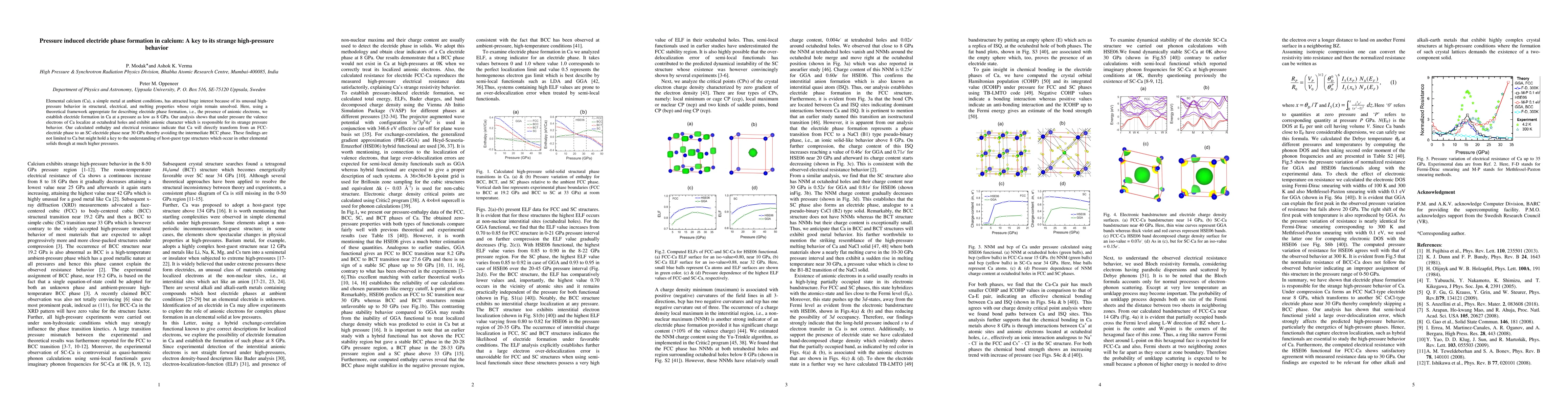 Thumbnail for Pressure induced electride phase formation in calcium: A key to its
  strange high-pressure behavior