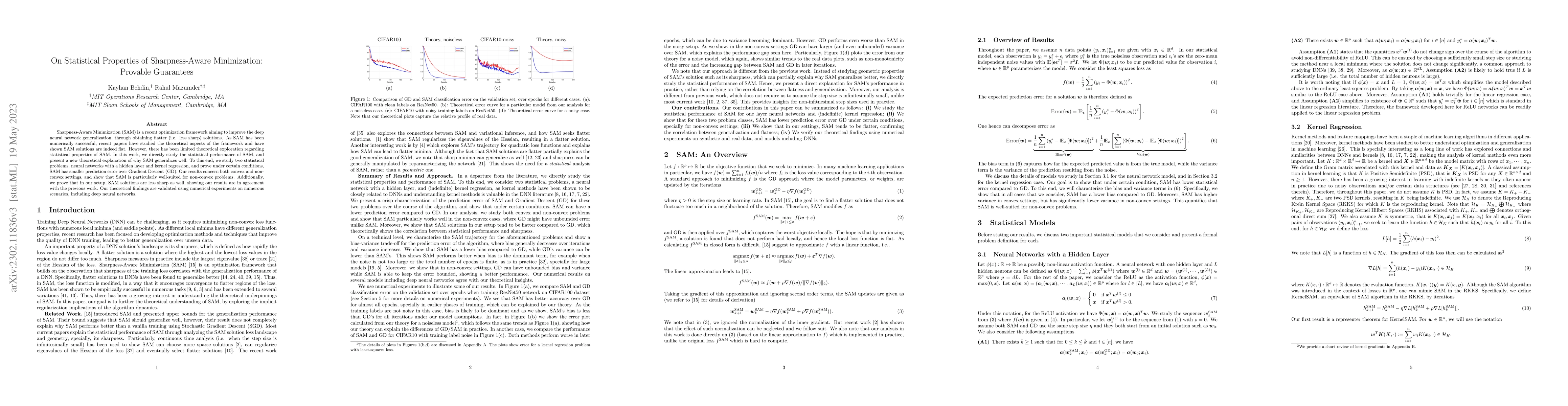 Thumbnail for On Statistical Properties of Sharpness-Aware Minimization: Provable
  Guarantees