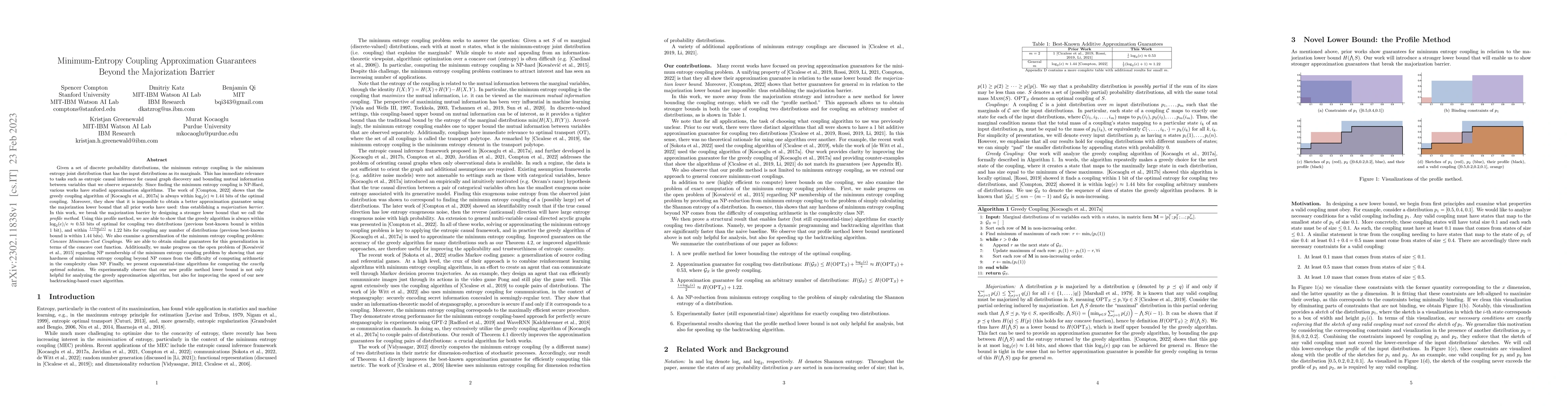 Thumbnail for Minimum-Entropy Coupling Approximation Guarantees Beyond the
  Majorization Barrier