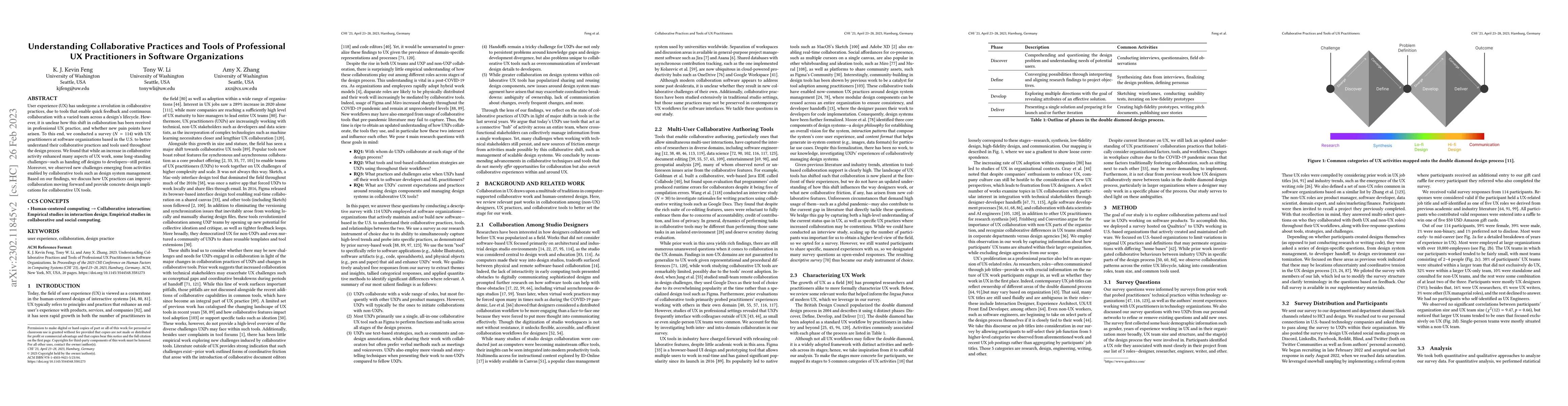 Thumbnail for Understanding Collaborative Practices and Tools of Professional UX
  Practitioners in Software Organizations