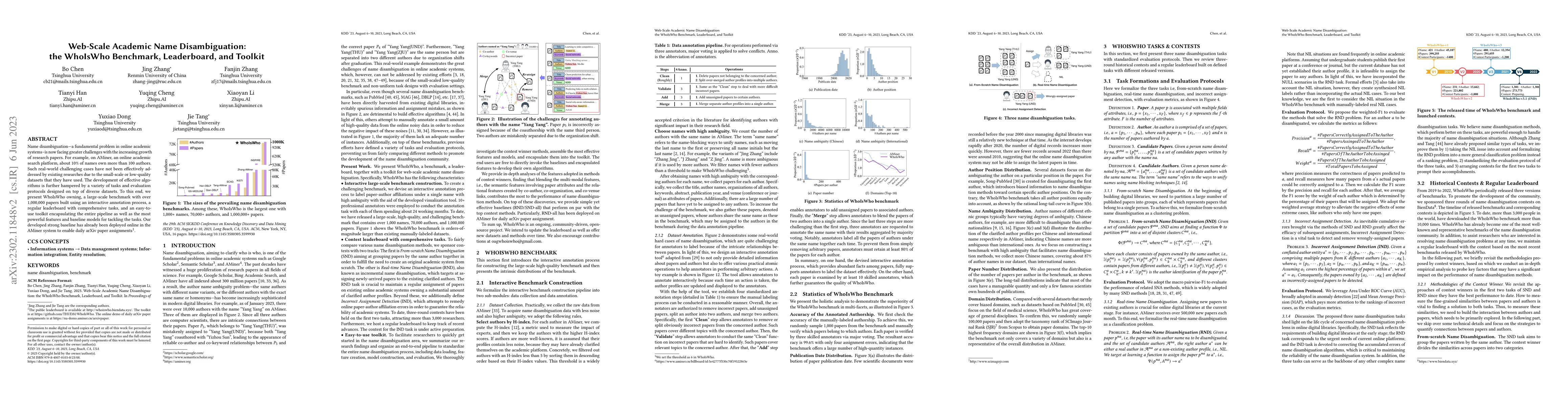 Thumbnail for Web-Scale Academic Name Disambiguation: the WhoIsWho Benchmark,
  Leaderboard, and Toolkit