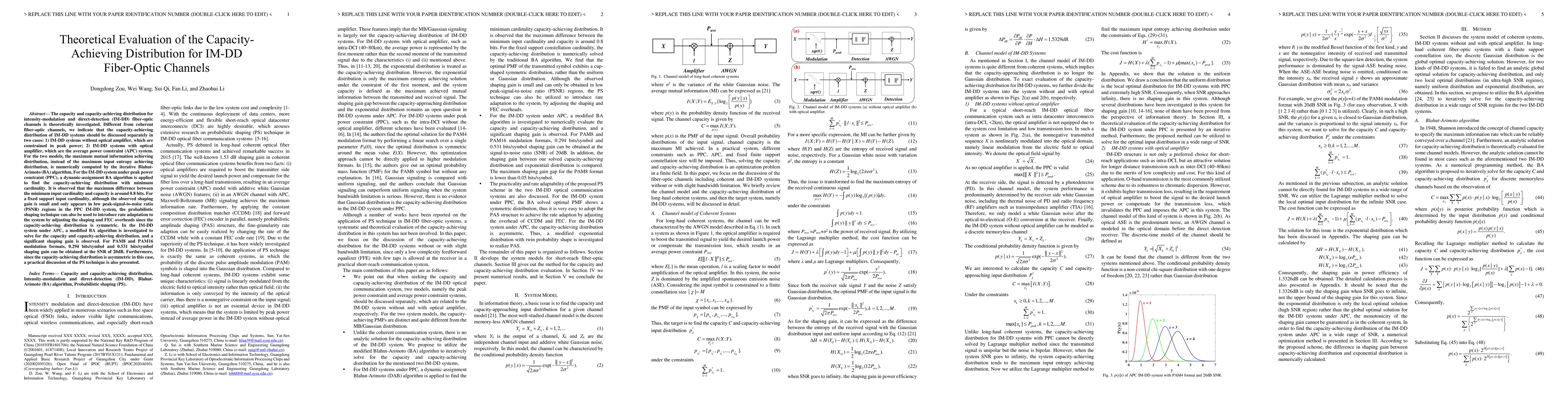 Thumbnail for Theoretical Evaluation of the Capacity-Achieving Distribution for IM-DD
  Fiber-Optic Channels