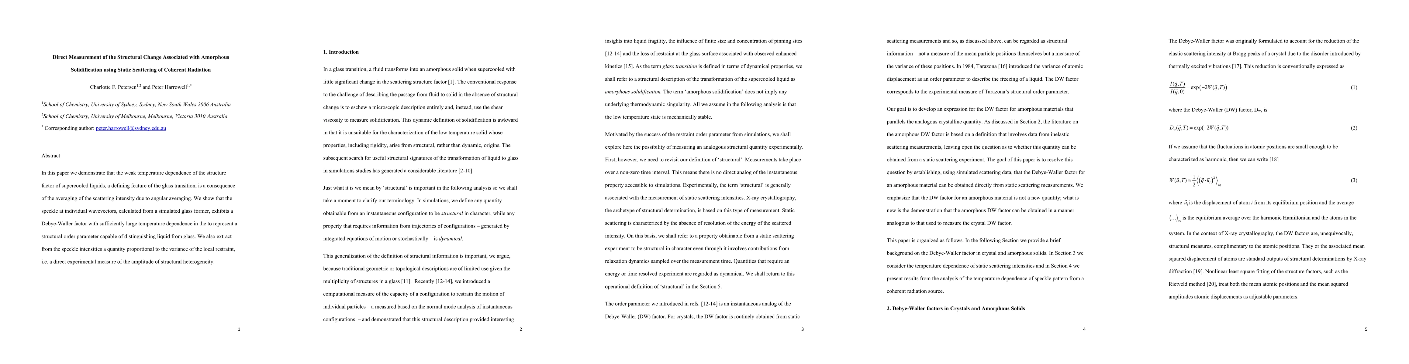 Thumbnail for Direct Measurement of the Structural Change Associated with Amorphous
  Solidification using Static Scattering of Coherent Radiation