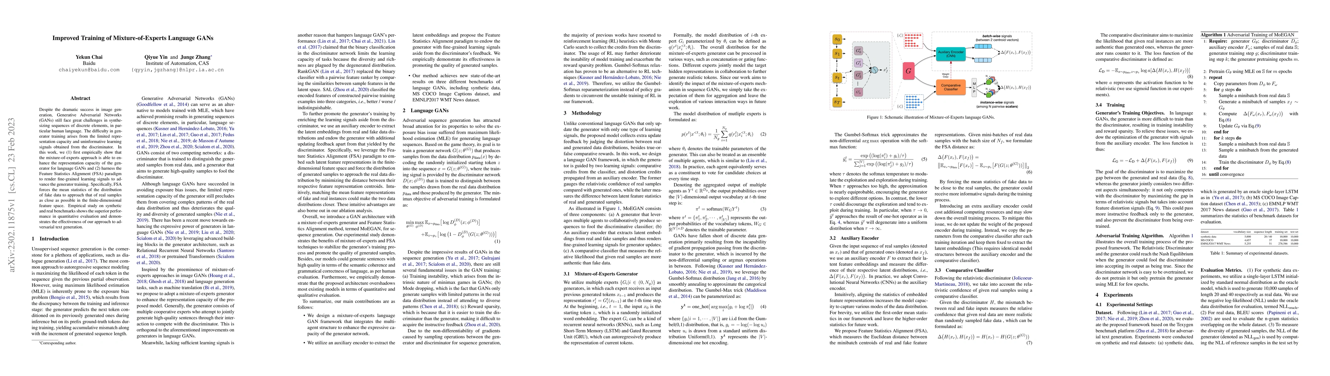Thumbnail for Improved Training of Mixture-of-Experts Language GANs