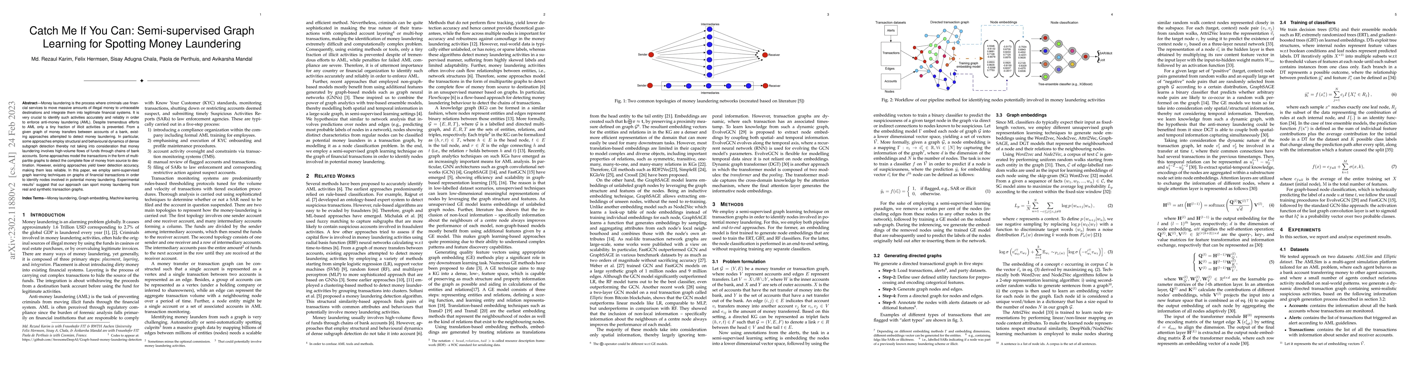 Thumbnail for Catch Me If You Can: Semi-supervised Graph Learning for Spotting Money
  Laundering