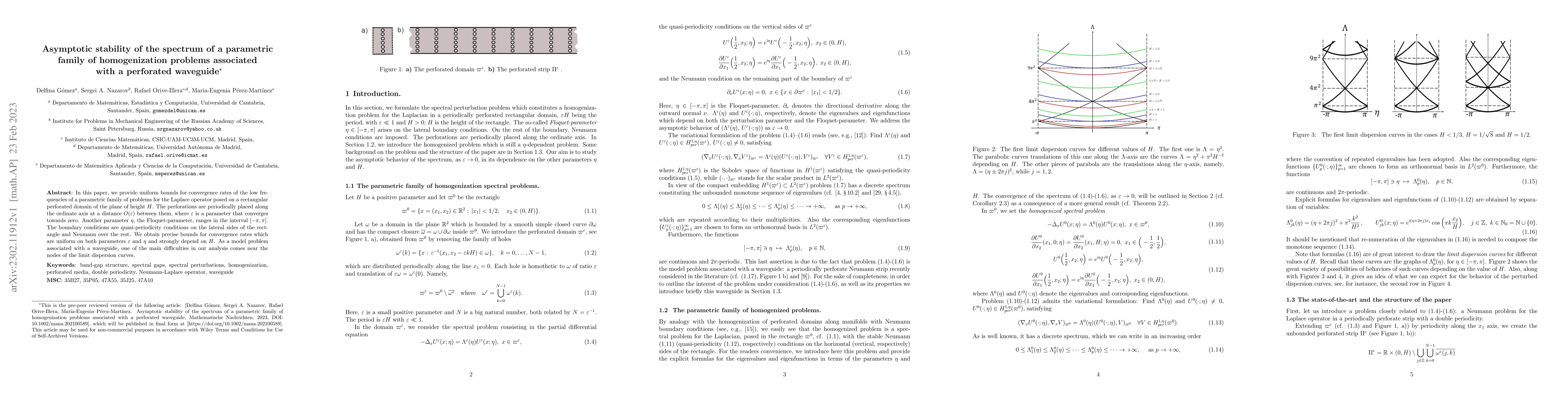 Thumbnail for Asymptotic stability of the spectrum of a parametric family of
  homogenization problems associated with a perforated waveguide