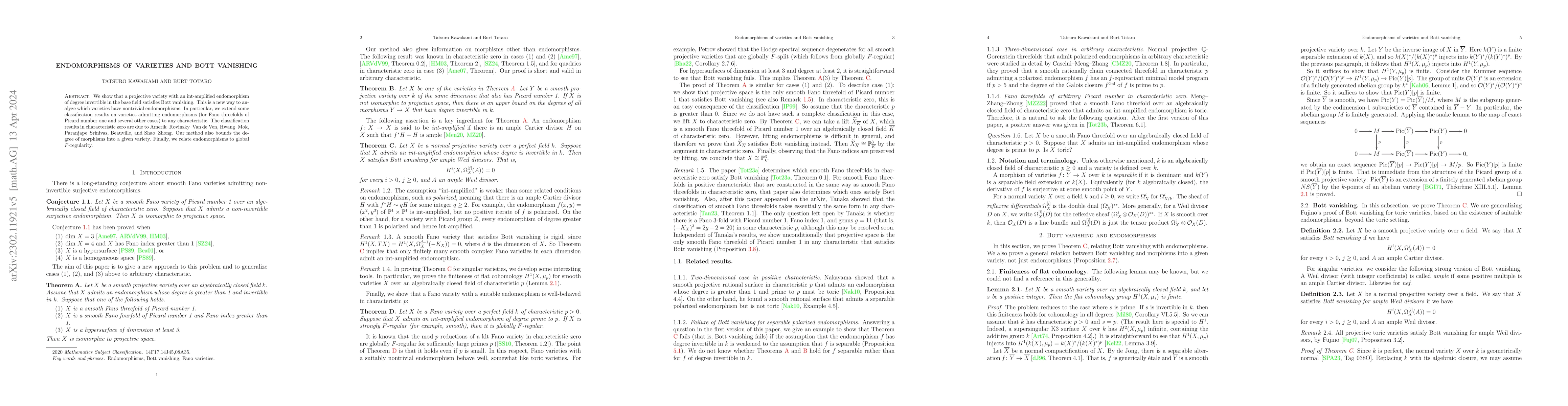 Thumbnail for Endomorphisms of varieties and Bott vanishing