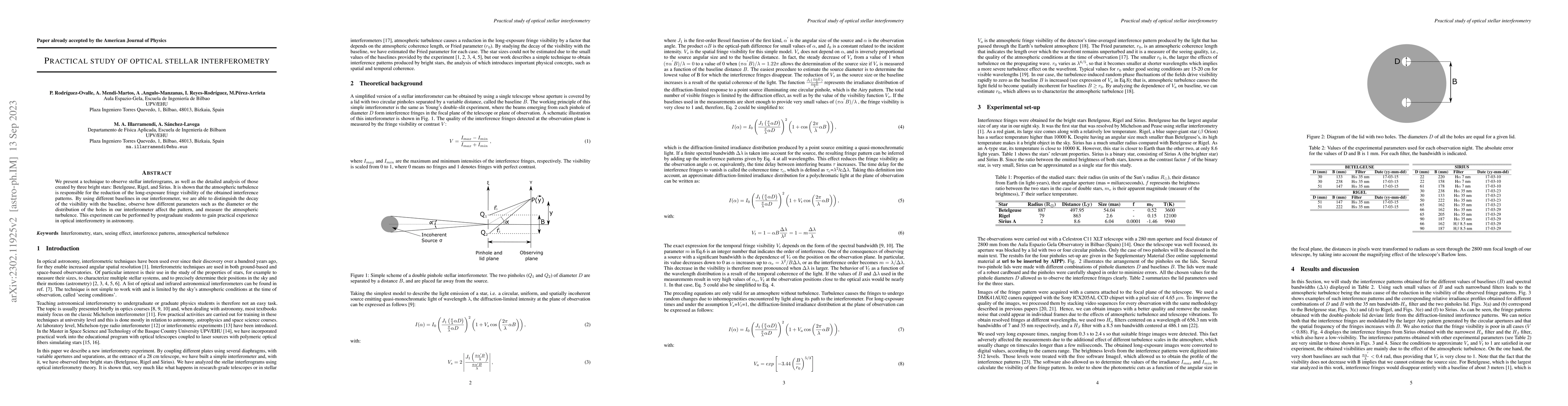 Thumbnail for Practical study of optical stellar interferometry