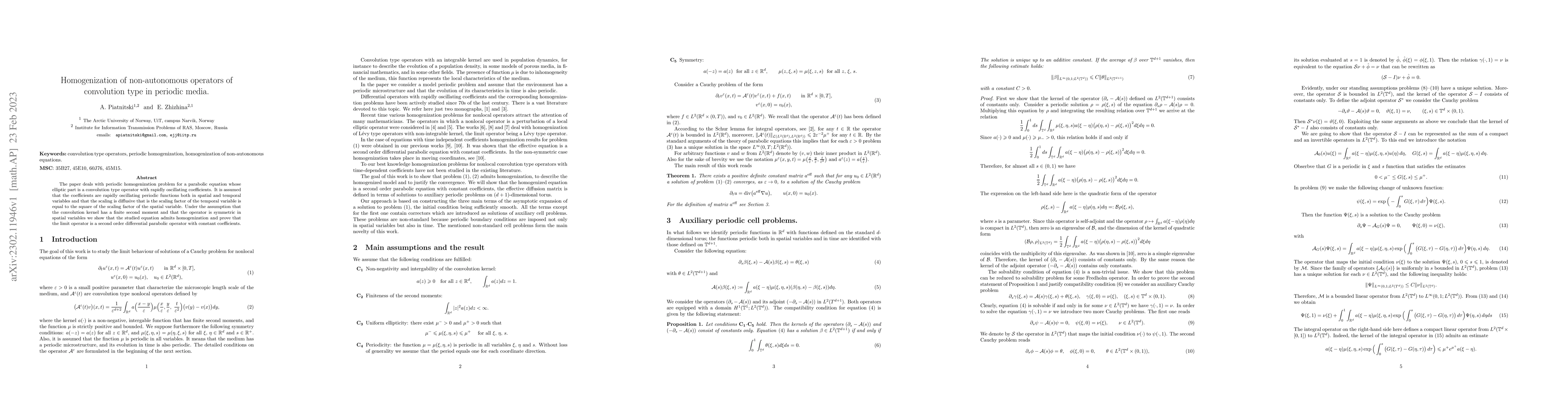 Thumbnail for Homogenization of non-autonomous operators of convolution type in
  periodic media