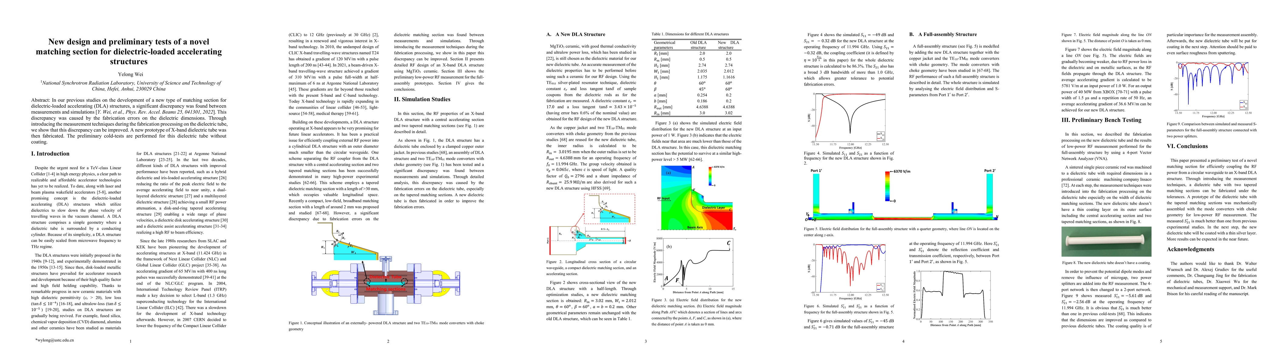 Thumbnail for New design and preliminary tests of a novel matching section for
  dielectric-loaded accelerating structures