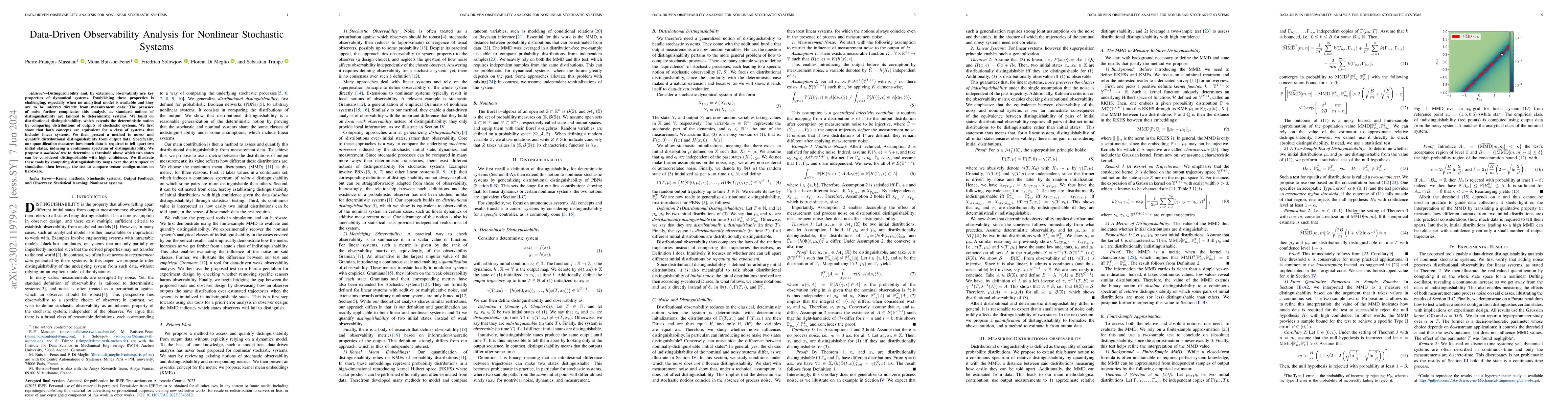 Thumbnail for Data-Driven Observability Analysis for Nonlinear Stochastic Systems