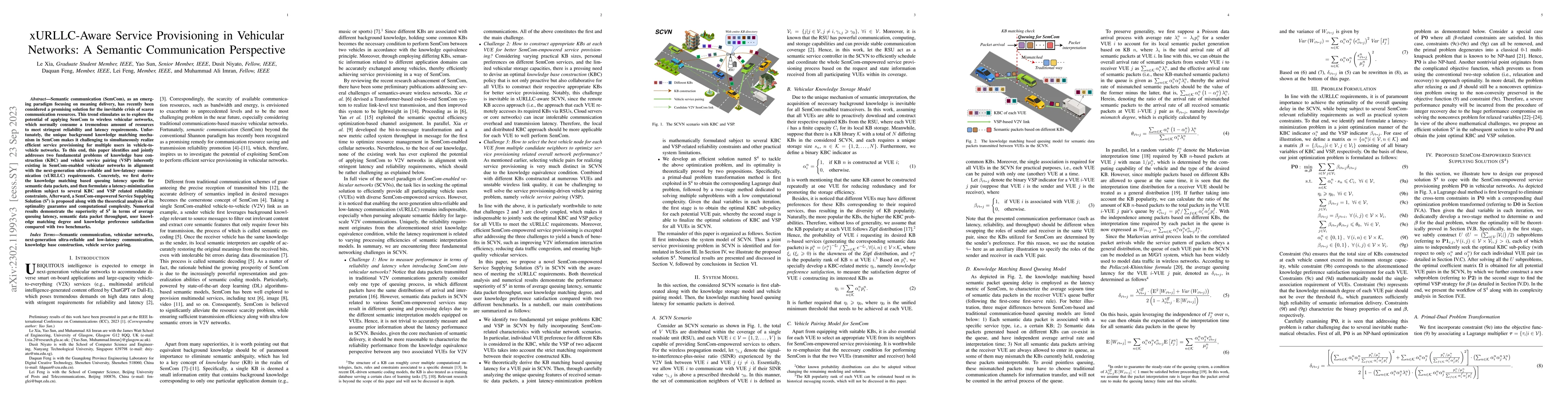 Thumbnail for xURLLC-Aware Service Provisioning in Vehicular Networks: A Semantic
  Communication Perspective