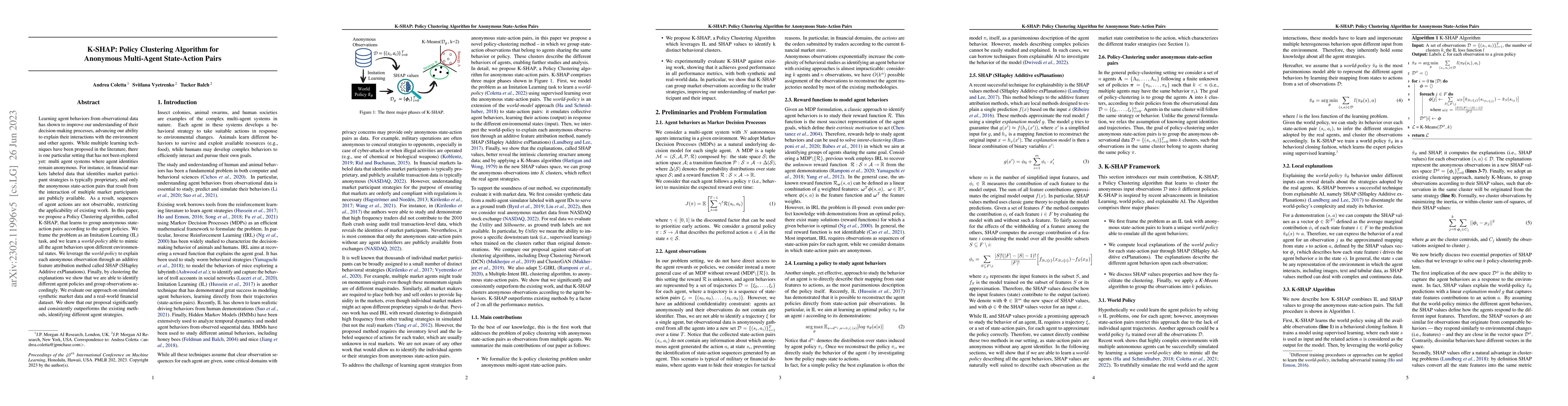 Thumbnail for K-SHAP: Policy Clustering Algorithm for Anonymous Multi-Agent
  State-Action Pairs