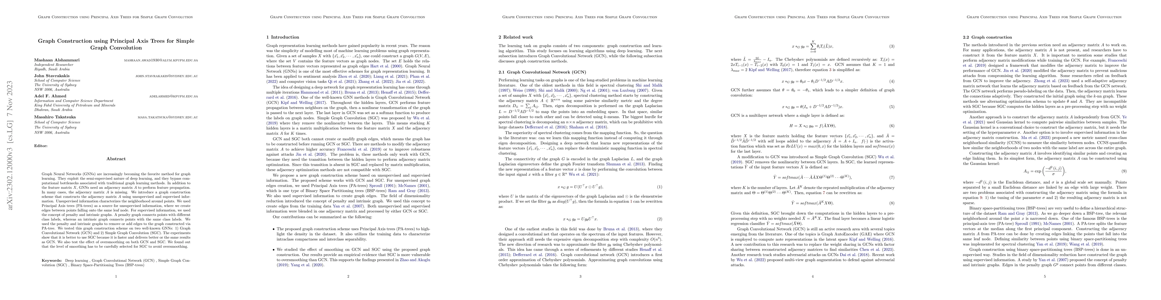 Thumbnail for Graph Construction using Principal Axis Trees for Simple Graph
  Convolution