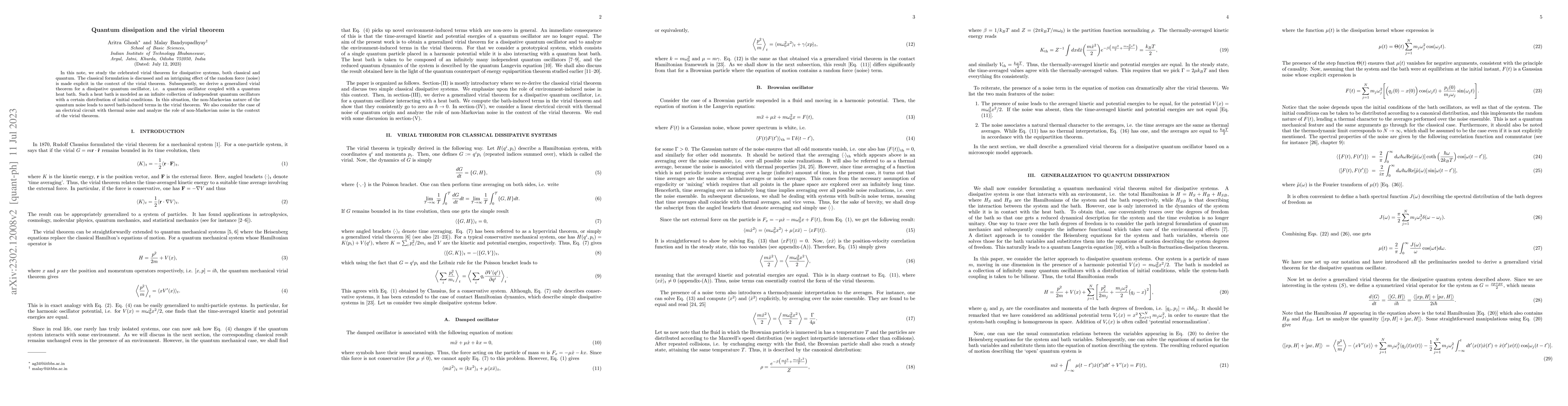 Thumbnail for Quantum dissipation and the virial theorem