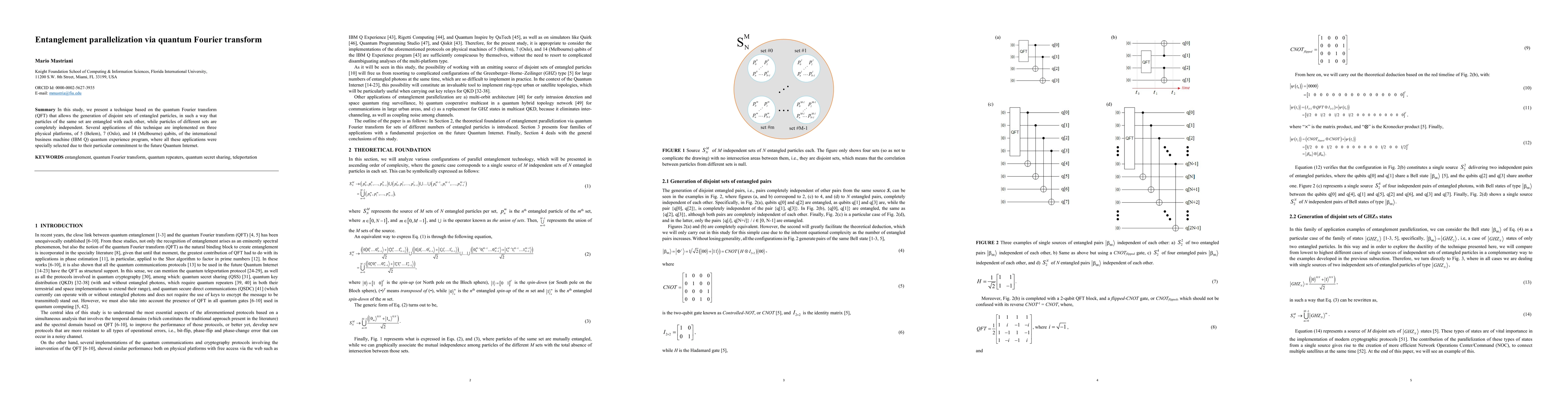 Thumbnail for Entanglement parallelization via quantum Fourier transform