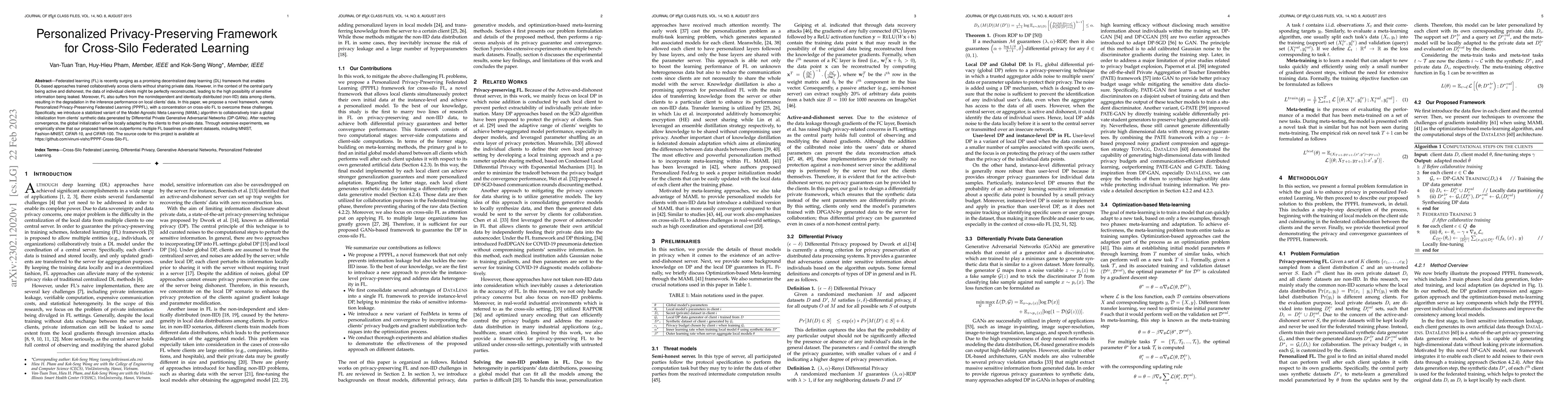 Thumbnail for Personalized Privacy-Preserving Framework for Cross-Silo Federated
  Learning