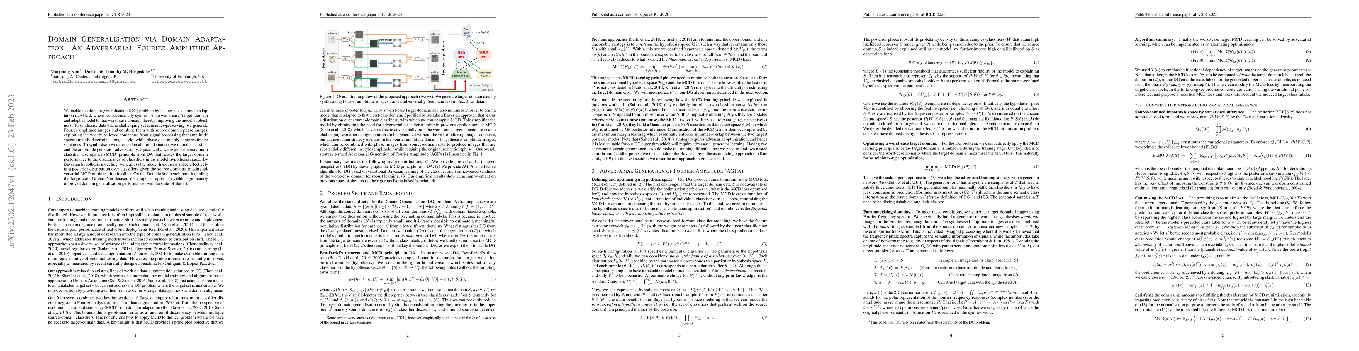 Thumbnail for Domain Generalisation via Domain Adaptation: An Adversarial Fourier
  Amplitude Approach