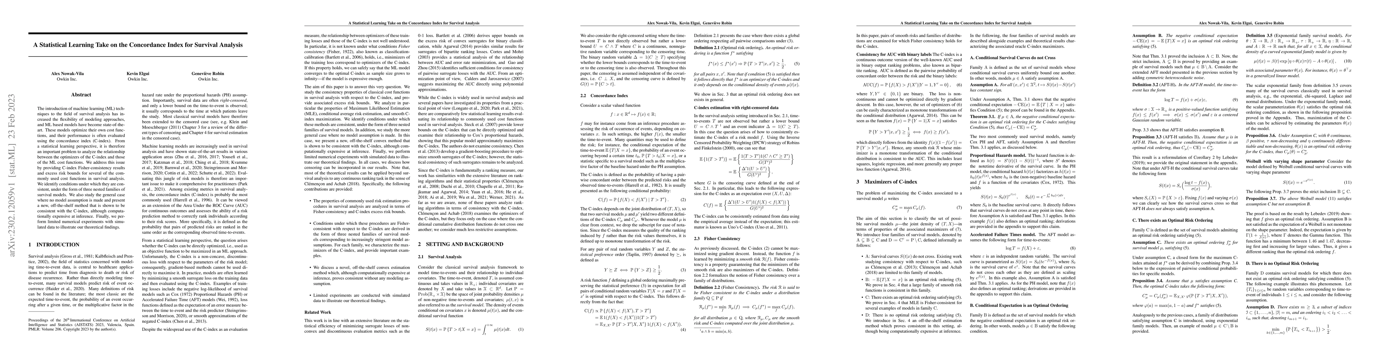 Thumbnail for A Statistical Learning Take on the Concordance Index for Survival
  Analysis