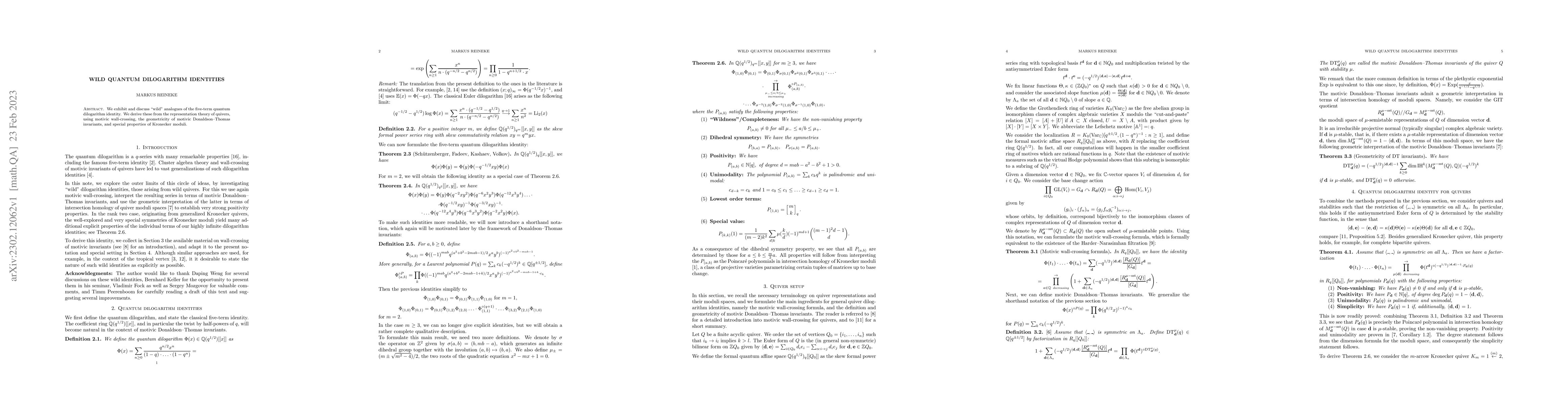 Thumbnail for Wild quantum dilogarithm identities