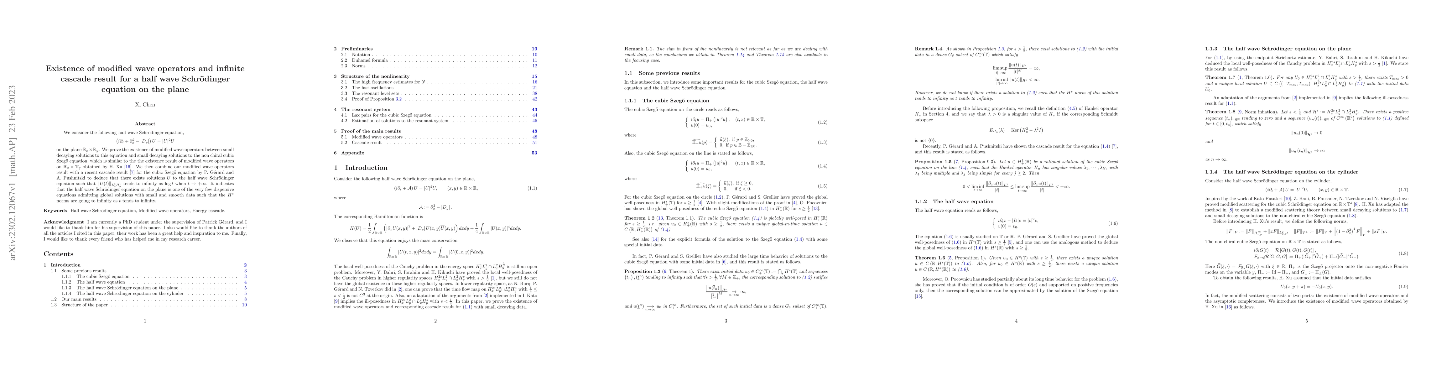 Thumbnail for Existence of modified wave operators and infinite cascade result for a
  half wave Schr{\"o}dinger equation on the plane