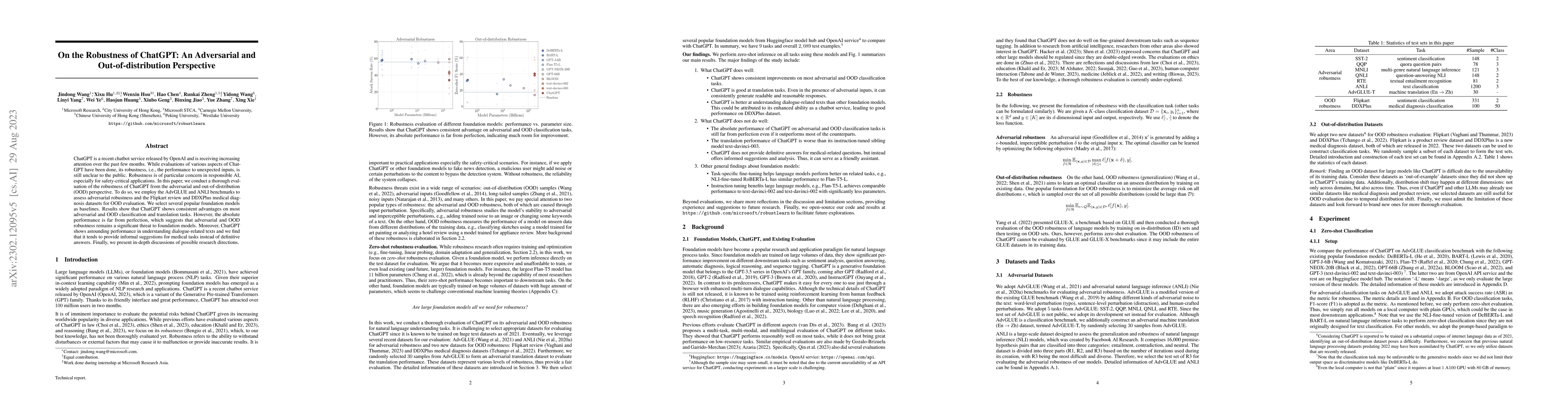 Thumbnail for On the Robustness of ChatGPT: An Adversarial and Out-of-distribution
  Perspective