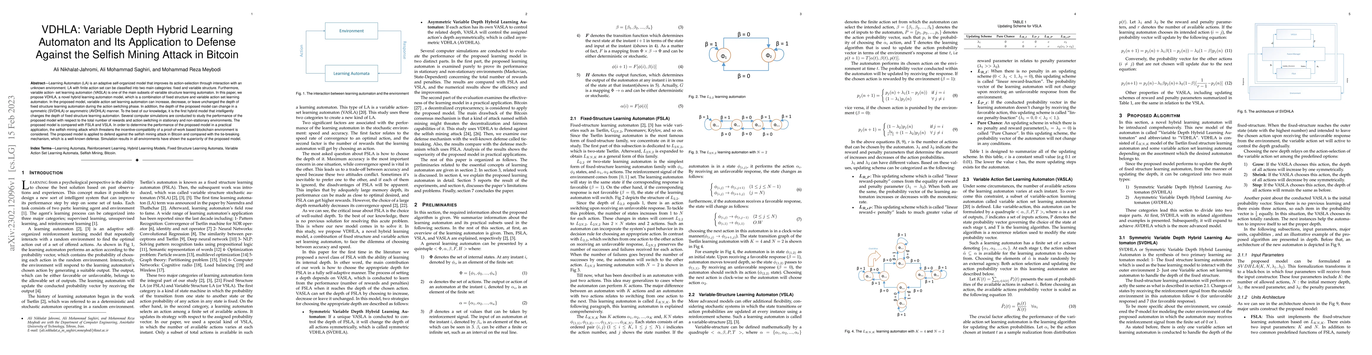 Thumbnail for VDHLA: Variable Depth Hybrid Learning Automaton and Its Application to
  Defense Against the Selfish Mining Attack in Bitcoin