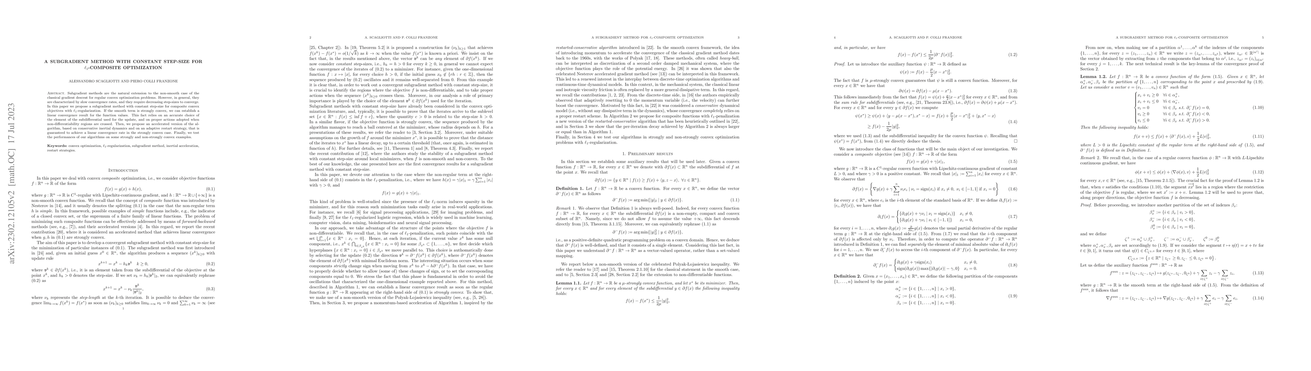 Thumbnail for A subgradient method with constant step-size for $\ell_1$-composite
  optimization