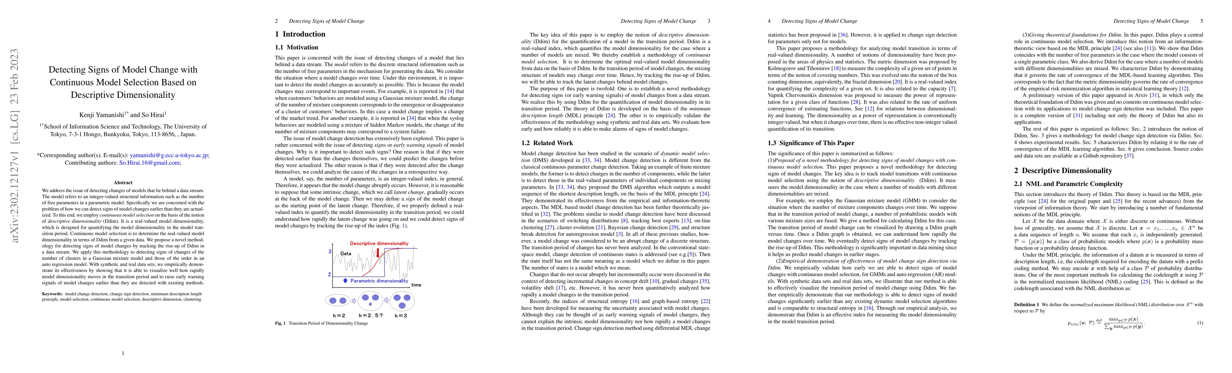Thumbnail for Detecting Signs of Model Change with Continuous Model Selection Based on
  Descriptive Dimensionality