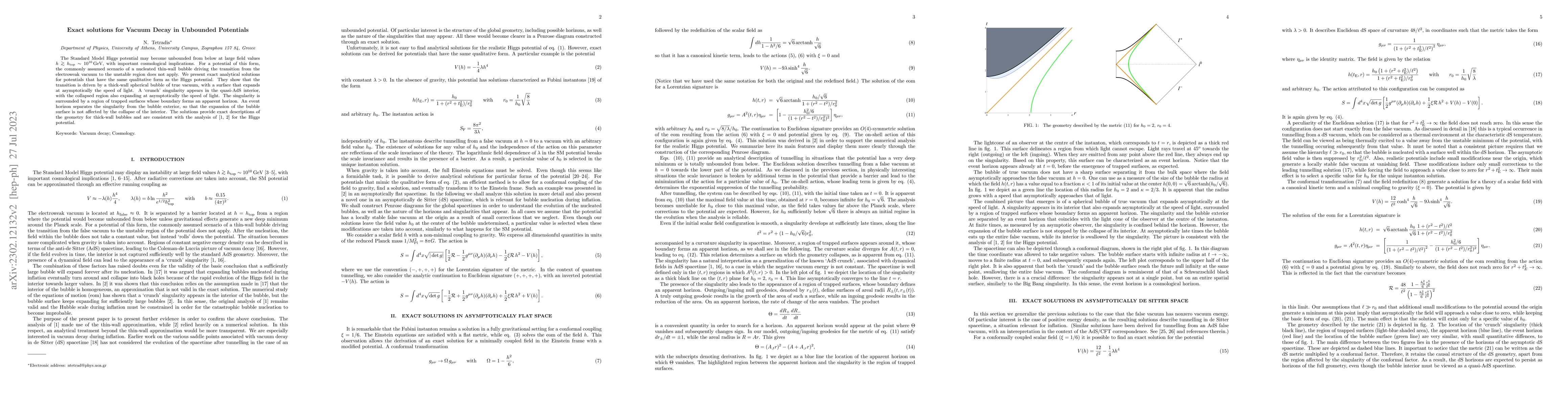 Thumbnail for Exact solutions for Vacuum Decay in Unbounded Potentials