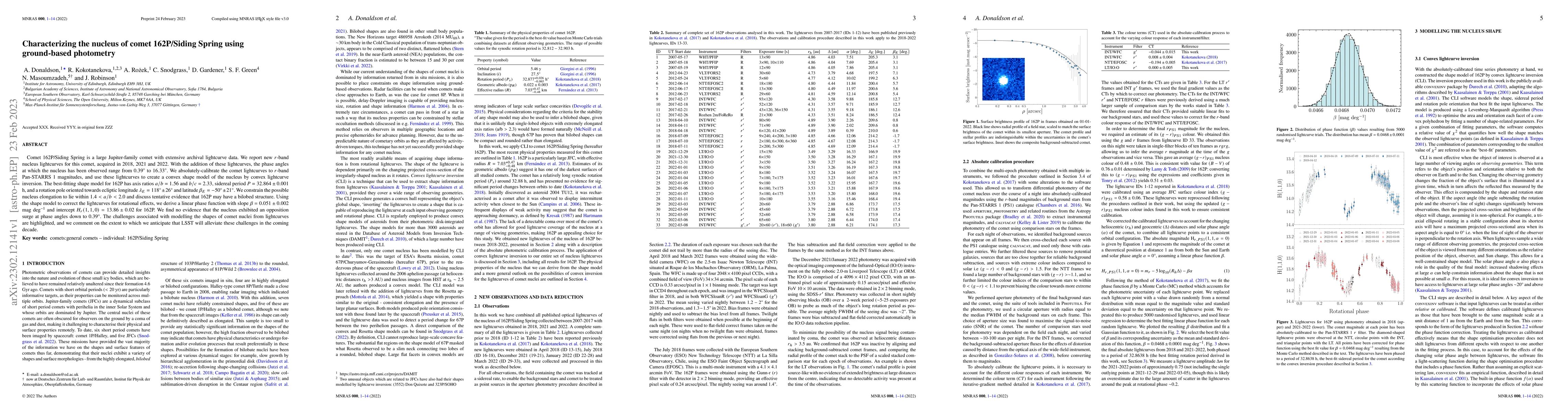 Thumbnail for Characterizing the nucleus of comet 162P/Siding Spring using
  ground-based photometry