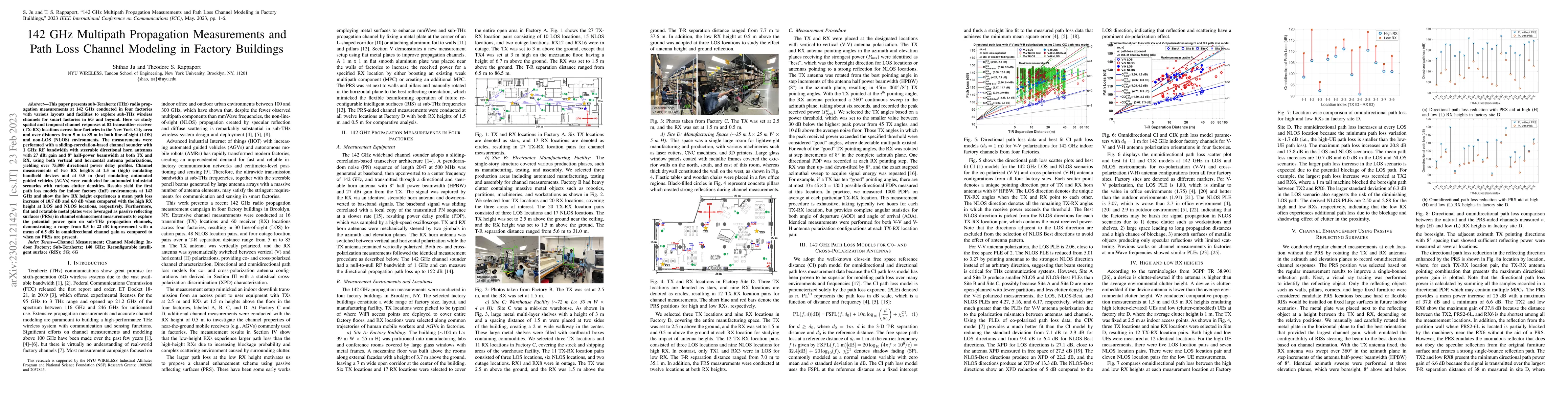 Thumbnail for 142 GHz Multipath Propagation Measurements and Path Loss Channel
  Modeling in Factory Buildings