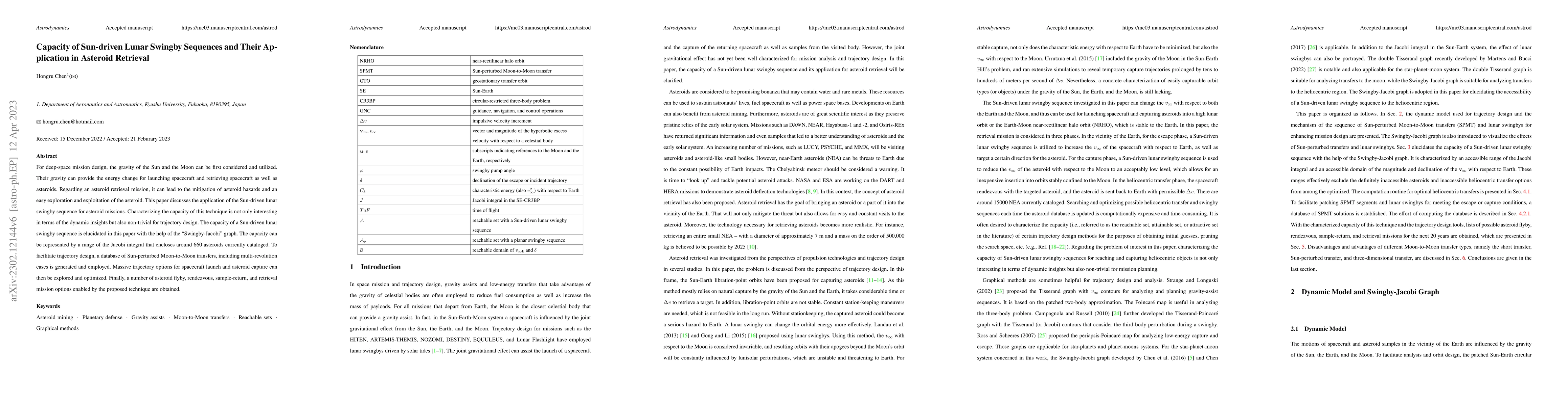 Thumbnail for Capacity of Sun-driven Lunar Swingby Sequences and Their Application in
  Asteroid Retrieval