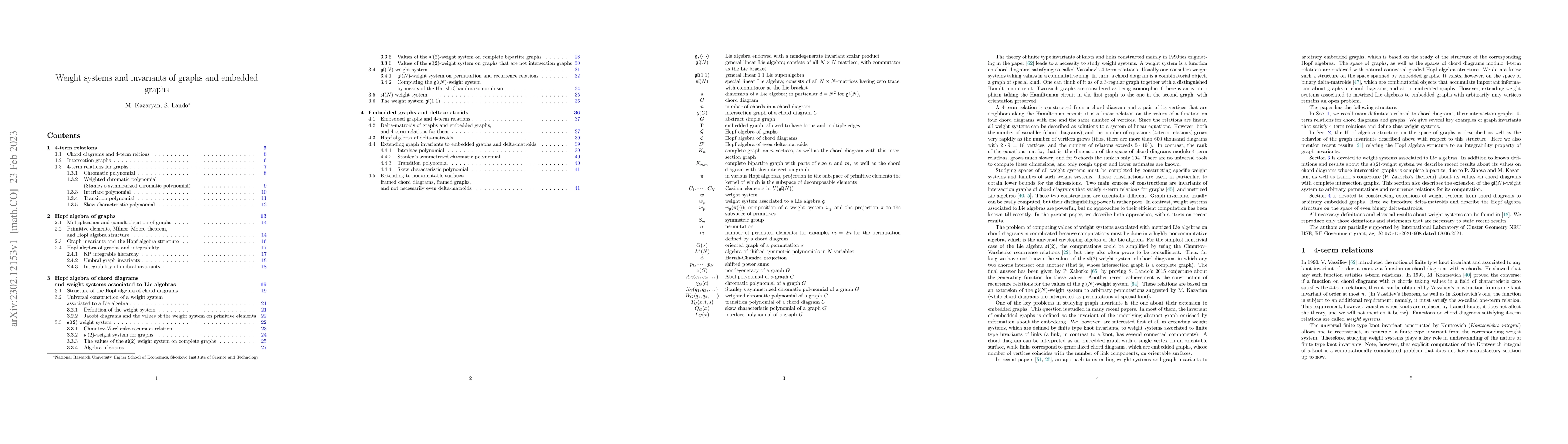 Thumbnail for Weight systems and invariants of graphs and embedded graphs