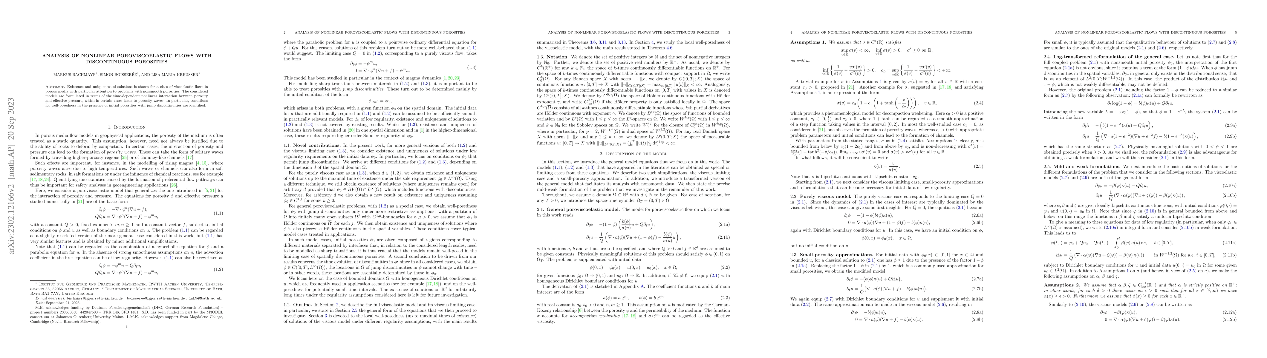 Thumbnail for Analysis of nonlinear poroviscoelastic flows with discontinuous
  porosities