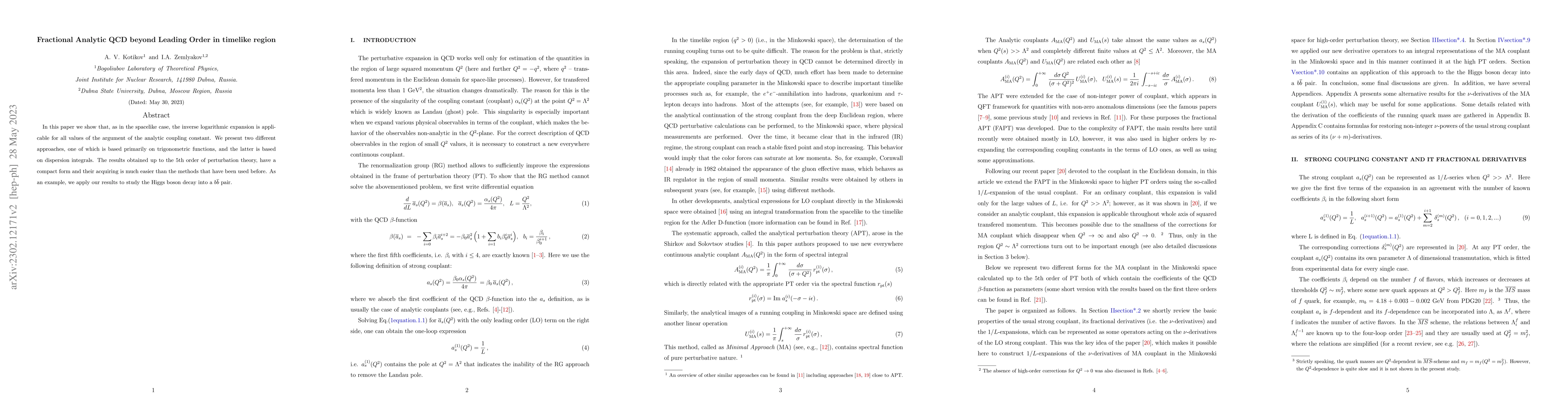 Thumbnail for Fractional Analytic QCD beyond Leading Order in timelike region