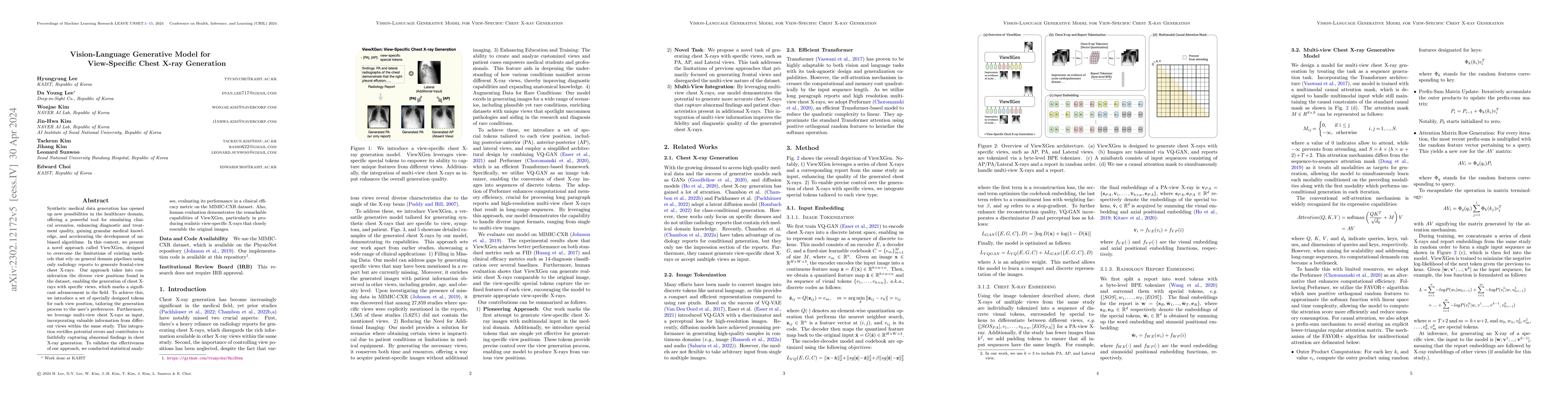 Thumbnail for Vision-Language Generative Model for View-Specific Chest X-ray
  Generation