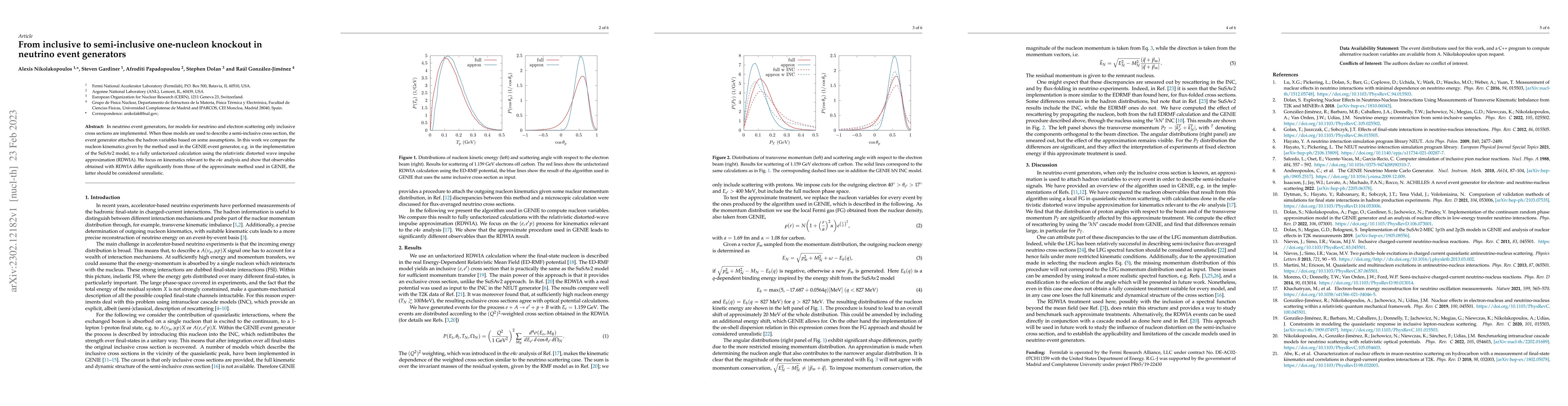 Thumbnail for From inclusive to semi-inclusive one-nucleon knockout in neutrino event
  generators