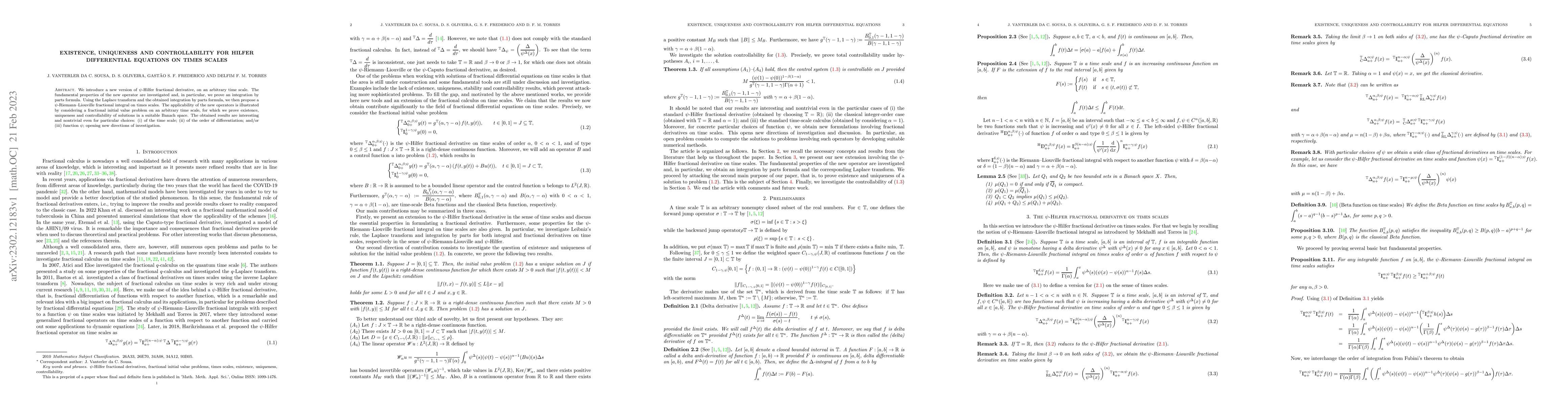 Thumbnail for Existence, uniqueness and controllability for Hilfer differential
  equations on times scales