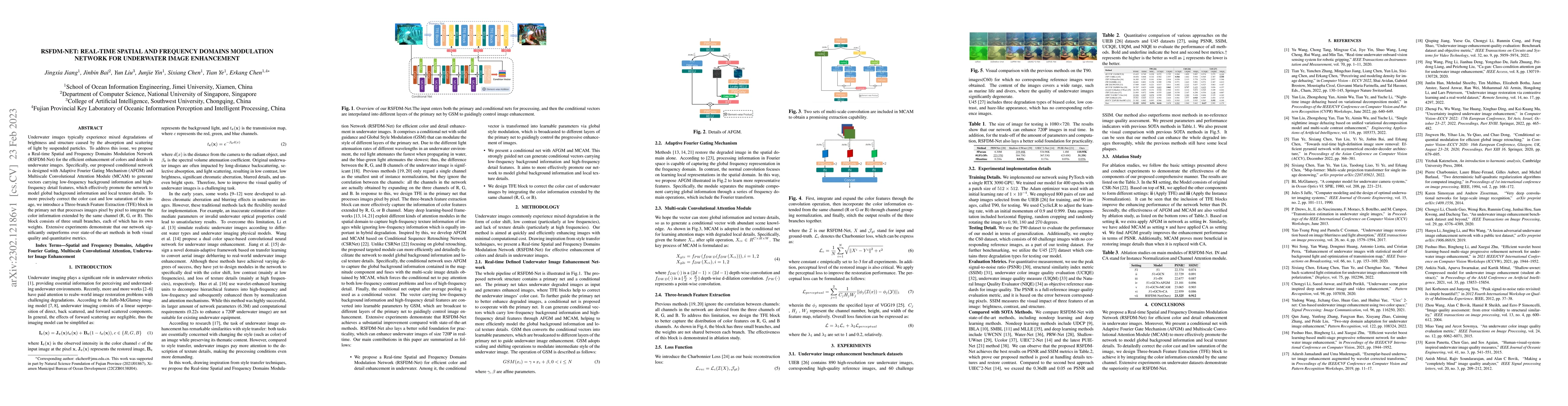 Thumbnail for RSFDM-Net: Real-time Spatial and Frequency Domains Modulation Network
  for Underwater Image Enhancement